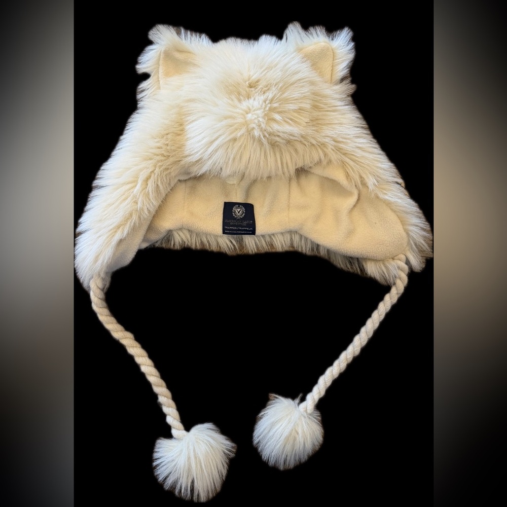 American Eagle Outfitters Trapper Bear hood Cream Furry Hat OS